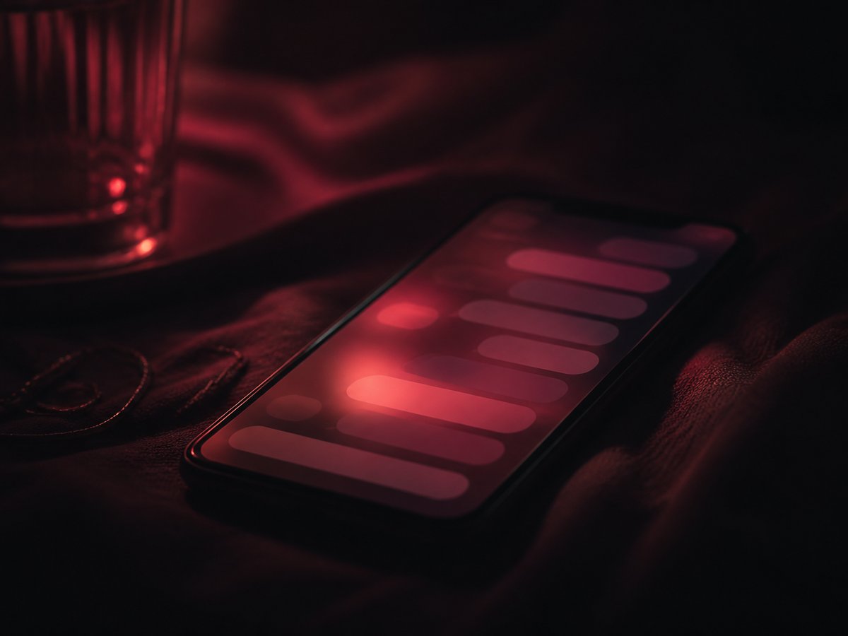 Phone glowing softly in a dark room